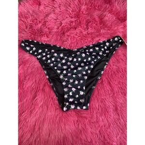 PINK Victorias Secret Nwt Black Floral‎ V Front Sexy Itsy Swim Bikini Bottom XXL
